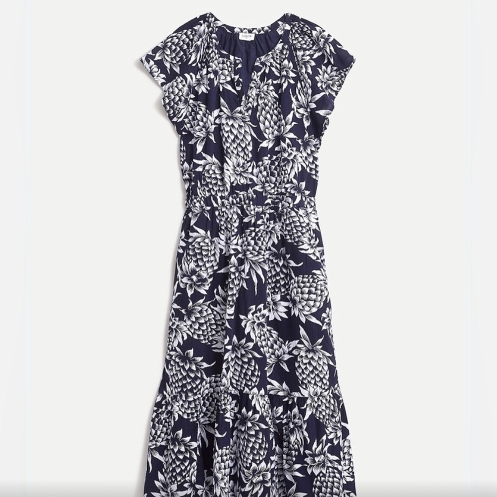 Navy & White Pineapple Print Maxi Dress